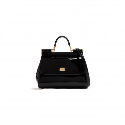 DOLCE GABBANA SICILY DAUPHINE LARGE HANDBAG PATENT LEATHER BB6002A103780999 (25*20*12cm)